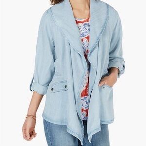 Style & Co Chambray Open Front Jacket